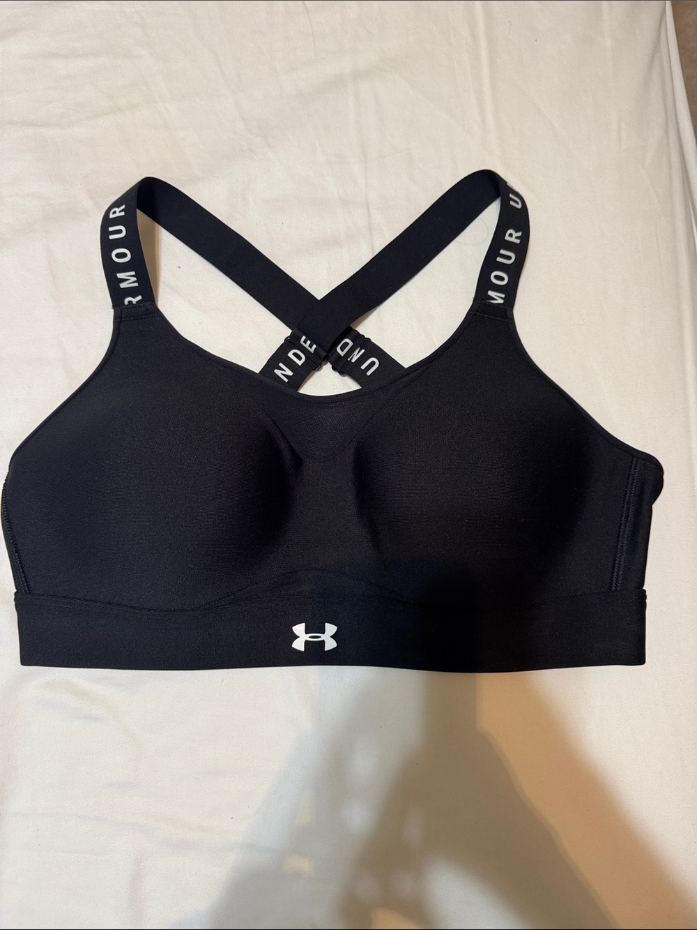 Under Armour Black Padded Sports Bra with Crossed Straps medium
